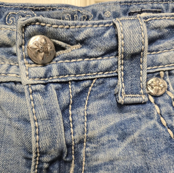 Miss Me Cut-Off Shorts Womens 28 (actual 30x3.5) Blue Denim Cotton Blend Button - Picture 5 of 16